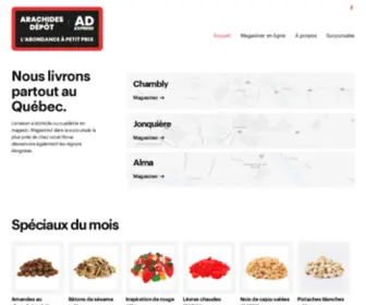 Arachides-Depot.ca(Spécialistes des noix et bonbons au Québec) Screenshot