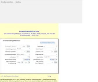 Arbeitslosengeldrechner.biz(Arbeitslosengeldrechner ALG1) Screenshot