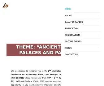 Archaeologyconference.com(ICAHH 2021) Screenshot