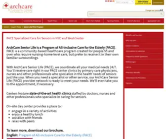 Archcareseniorlife.org(PACE Specialized Care for Seniors in NYC and Westchester) Screenshot