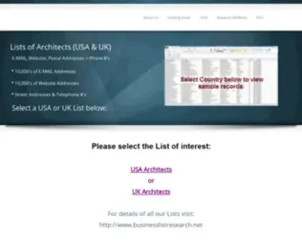 Architectsdatabase.com(Architects Website Directory Database Emailing List) Screenshot