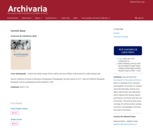 Archivaria.ca(Archivaria) Screenshot