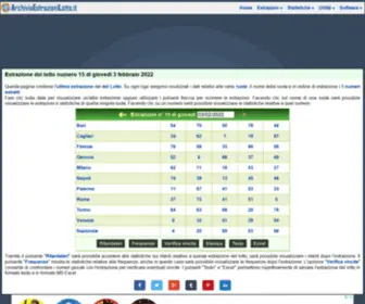 Archivioestrazionilotto.it(Archivio Estrazioni del Lotto) Screenshot