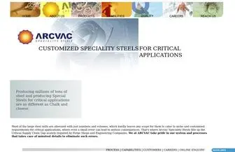 ArcVacsteel.com(ARCVAC-Speciality Steels) Screenshot