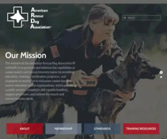 Ardainc.org(Homepage of the American Rescue Dog Association) Screenshot