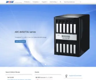Areca.us(Areca Technology Corporation offers a full line of RAID & Storage products) Screenshot