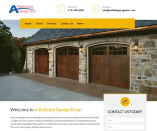 Areliablegaragedoor.com(A Reliable Garage Door) Screenshot