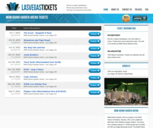Arena-Lasvegas.com(MGM Grand Garden Arena Las Vegas) Screenshot