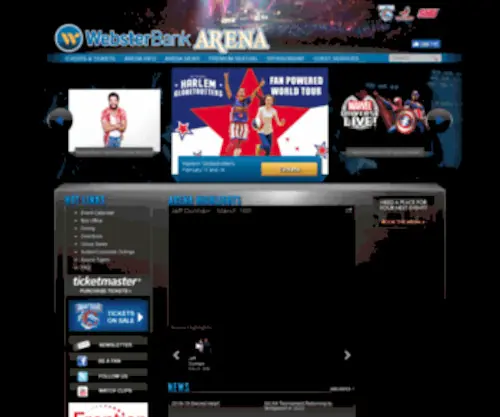 Arenaatharboryard.com(Webster Bank Arena) Screenshot