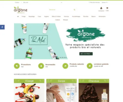 Argane.net(Argane, le plus de 3000 references de produits bio et naturels rigoureusement selectionnés pour votre santé et bien être) Screenshot