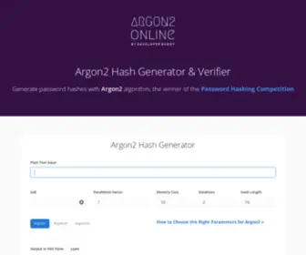 Argon2.online(Argon2 Hash Generator) Screenshot