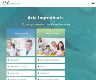 Ariaingredients.com(Aria Ingredients) Screenshot