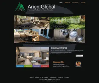 ArienGlobal.com(Metal Decorative Product Exporter) Screenshot