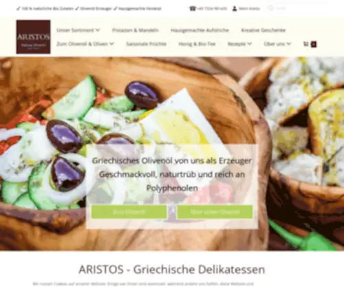 Aristos-Olivenoel.de(Griechisches Olivenöl (kaltgepresst) und mehr direkt vom Erzeuger kaufen) Screenshot