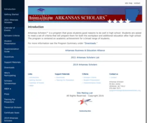 Arkansasscholars.org(Introduction) Screenshot