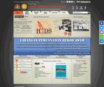 Arkib.gov.my(Portal Rasmi Arkib Negara Malaysia) Screenshot
