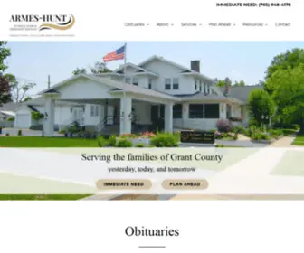 Armeshuntfuneralhome.com(Fairmount IN funeral home and cremation) Screenshot