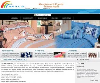 Armtextile.com(Manufacturer and Exporter of 100% Cotton Terry Towels & Bathrobes) Screenshot