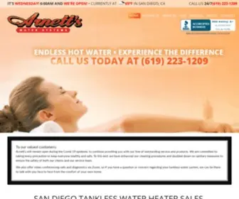 Arnettswatersystems.com(Best tankless water heater in San Diego. Arnett’s) Screenshot