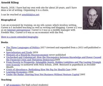 Arnoldkling.com(Arnold Kling's personal web page) Screenshot