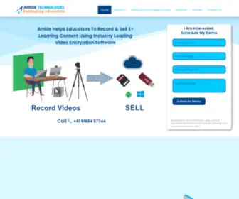 Arridetechnologies.com(Our video encryption software) Screenshot