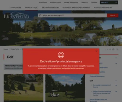 Arrowdalegolf.ca(City of Brantford) Screenshot