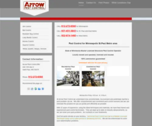 Arrowpestcontrolmn.com(Arrow Pest Control MN) Screenshot