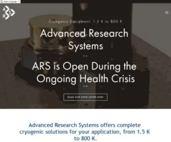 Arscryo.com(Advanced Research Systems) Screenshot