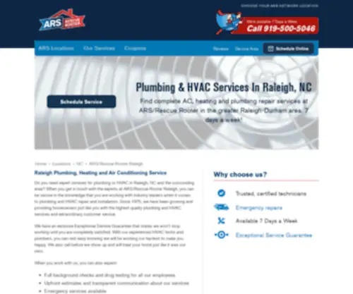 Arsraleighdurham.com(24/7 Plumber and AC Repair in Raleigh) Screenshot