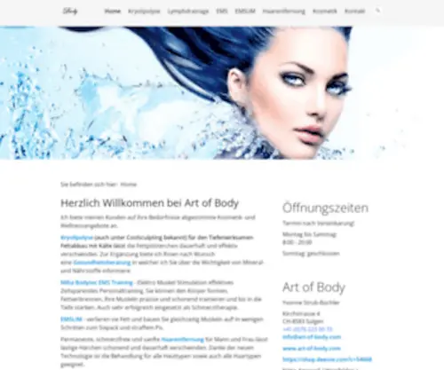 ART-Of-Body.com(Kryolipolyse Haarentfernung Wimpernverlängerung Augenbrauen Déesse) Screenshot