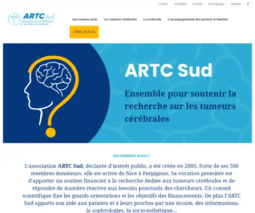 Artcsud.fr(ARTC Sud / Association pour la Recherche sur les Tumeurs Cérébrales) Screenshot