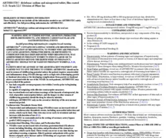Arthrotec.com(Pfizer For Professionals) Screenshot