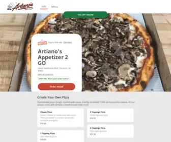 Artianosappetizertwogomenu.com(Get 10% off your pizza delivery order) Screenshot