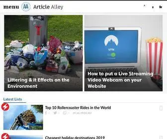 Articlealley.net(Publish quality content and get exposure for your work) Screenshot