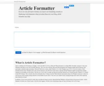 Articleformatter.com(Remove special characters from your articles) Screenshot