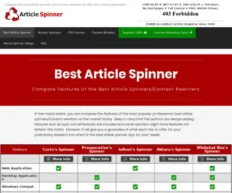 Articlespinner.com(Compare the best article spinners and content rewriters for SEO and content generation) Screenshot