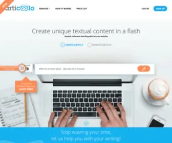 Articoolo.com(Content writer) Screenshot