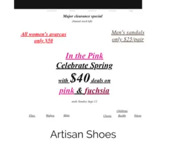 Artisanshoes.co.nz(Artisan) Screenshot