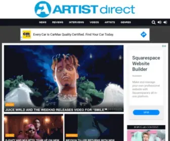 Artistdirect.com(Artistdirect, Free Music Downloads, New Music Videos, International Online Music, Music CDs) Screenshot