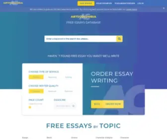 Artscolumbia.org(Free Essays for College Students) Screenshot