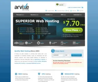 Arvixededicated.com(Arvixe Web Hosting) Screenshot