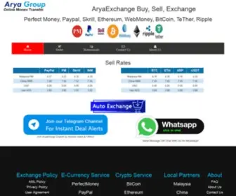 Aryaexchange.com(Buy) Screenshot