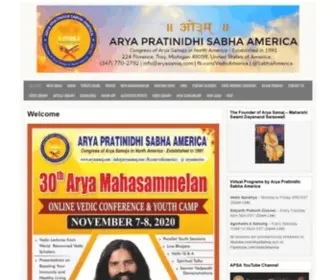 Aryasamaj.com(Congress of Arya Samajs in North America) Screenshot