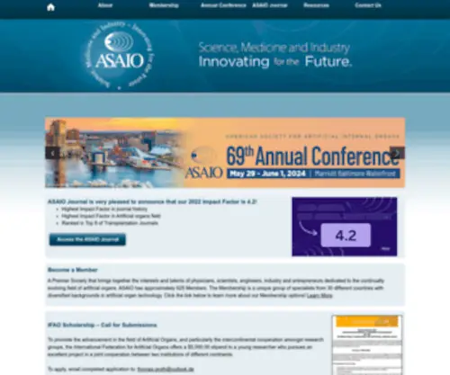 Asaio.com(American Society for Artificial Internal Organs) Screenshot