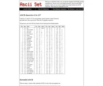 Asciiset.com(ASCII Character Set) Screenshot
