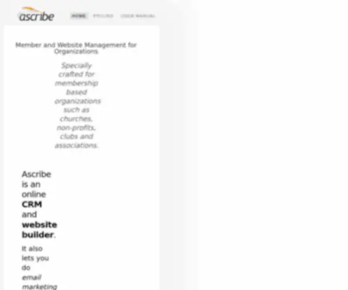 Ascribedata.com(Web Based Member Database and Website Building Software) Screenshot