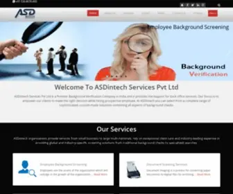 Asdintech.com(ASDintech Services Pvt Ltd is a Premier Background Verification Company in India and it provides the support for back office services) Screenshot