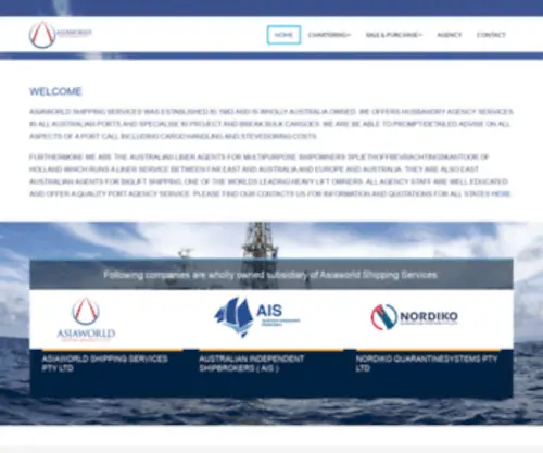 AsiaWorld.com.au(Shipping company) Screenshot