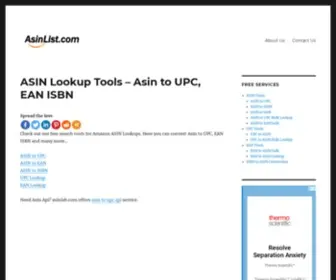 Asinlist.com(Free ASIN Lookup Tools) Screenshot