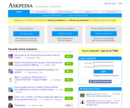 Askpedia.com(All the Questions and Answers on the Web) Screenshot